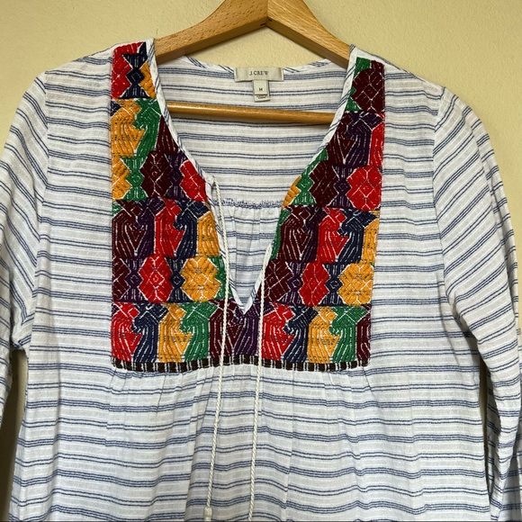 J.Crew Embroidered Striped Tunic Dress, size M - Picture 5 of 11